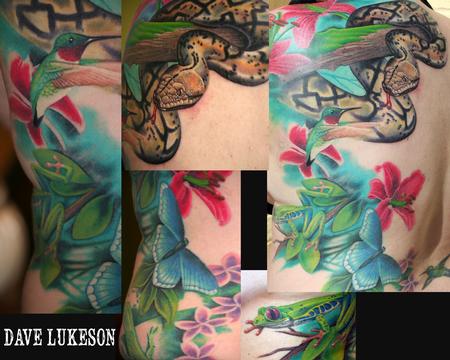 Tattoos - Snake and Nature Back Tattoo - 64031